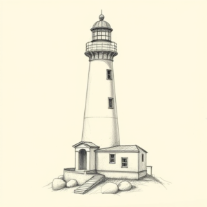 Artistic Sketch Lighthouse Tattoo