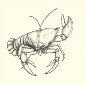 Artistic Sketch Lobster Tattoo