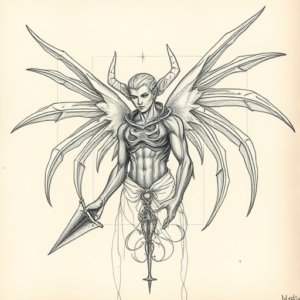 Artistic Sketch Lucifer Tattoo