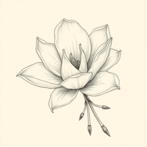 Artistic Sketch Magnolia Tattoo