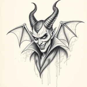 Artistic Sketch Maleficent Tattoo