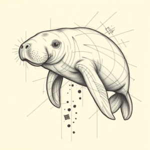 Artistic Sketch Manatee Tattoo