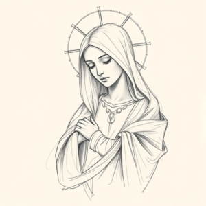 Artistic Sketch Mary Tattoo