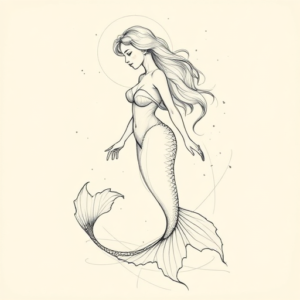 Artistic Sketch Mermaid Tattoo