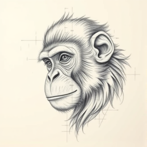 Artistic Sketch Monkey Tattoo