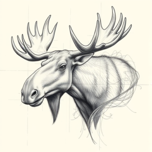 Artistic Sketch Moose Tattoo