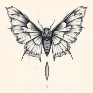 Artistic Sketch Mothman Tattoo