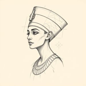 Artistic Sketch Nefertiti Tattoo
