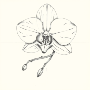 Artistic Sketch Orchid Tattoo