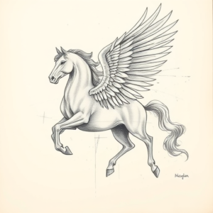 Artistic Sketch Pegasus Tattoo