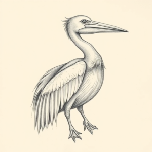 Artistic Sketch Pelican Tattoo