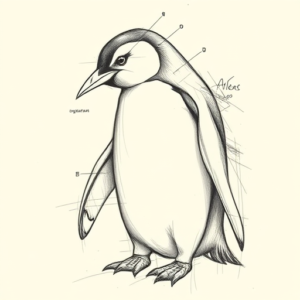 Artistic Sketch Penguin Tattoo