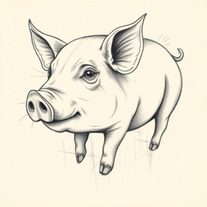 Artistic Sketch Pig Tattoo