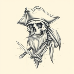 Artistic Sketch Pirate Tattoo