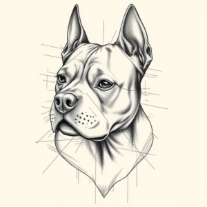 Artistic Sketch Pitbull Tattoo