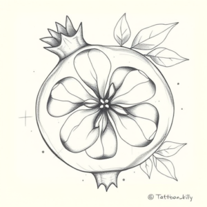 Artistic Sketch Pomegranate Tattoo