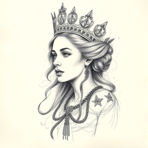 Artistic Sketch Queen Tattoo