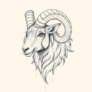 Artistic Sketch Ram Tattoo