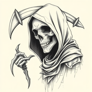 Artistic Sketch Reaper Tattoo