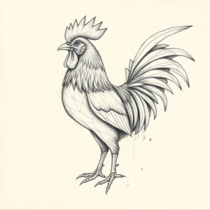 Artistic Sketch Rooster Tattoo