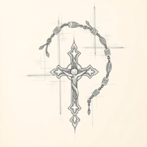 Artistic Sketch Rosary Tattoo