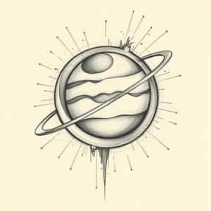 Artistic Sketch Saturn Tattoo