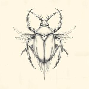 Artistic Sketch Scarab Tattoo