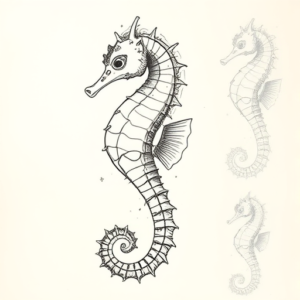 Artistic Sketch Seahorse Tattoo
