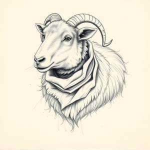 Artistic Sketch Sheep Tattoo