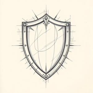 Artistic Sketch Shield Tattoo