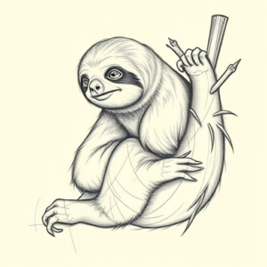 Artistic Sketch Sloth Tattoo