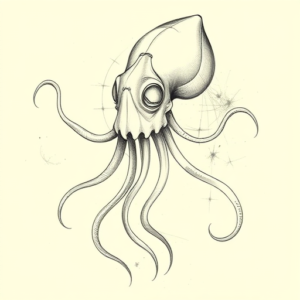 Artistic Sketch Squid Tattoo