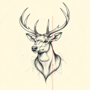 Artistic Sketch Stag Tattoo