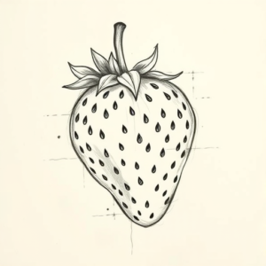 Artistic Sketch Strawberry Tattoo