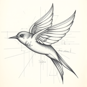 Artistic Sketch Swallow Tattoo