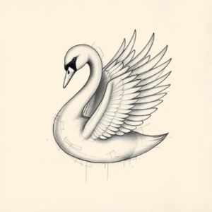 Artistic Sketch Swan Tattoo