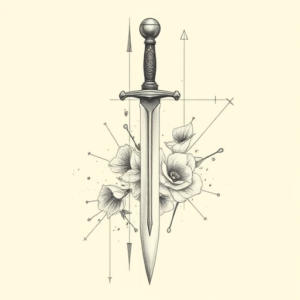 Artistic Sketch Sword Tattoo