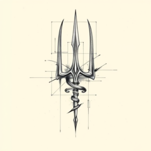 Artistic Sketch Trident Tattoo
