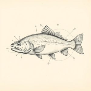 Artistic Sketch Trout Tattoo