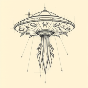 Artistic Sketch Ufo Tattoo