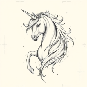 Artistic Sketch Unicorn Tattoo