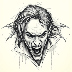 Artistic Sketch Vampire Tattoo