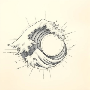 Artistic Sketch Wave Tattoo