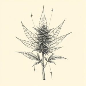 Artistic Sketch Weed Tattoo