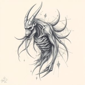 Artistic Sketch Wendigo Tattoo