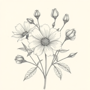 Artistic Sketch Wildflower Tattoo