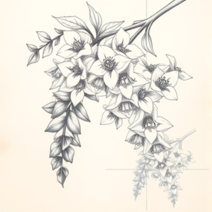 Artistic Sketch Wisteria Tattoo