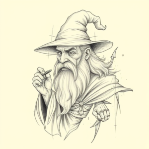 Artistic Sketch Wizard Tattoo