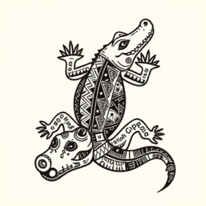 Aztec Alligator Tattoo