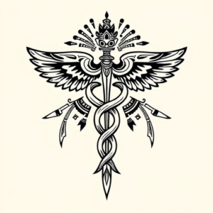 Aztec Caduceus Tattoo